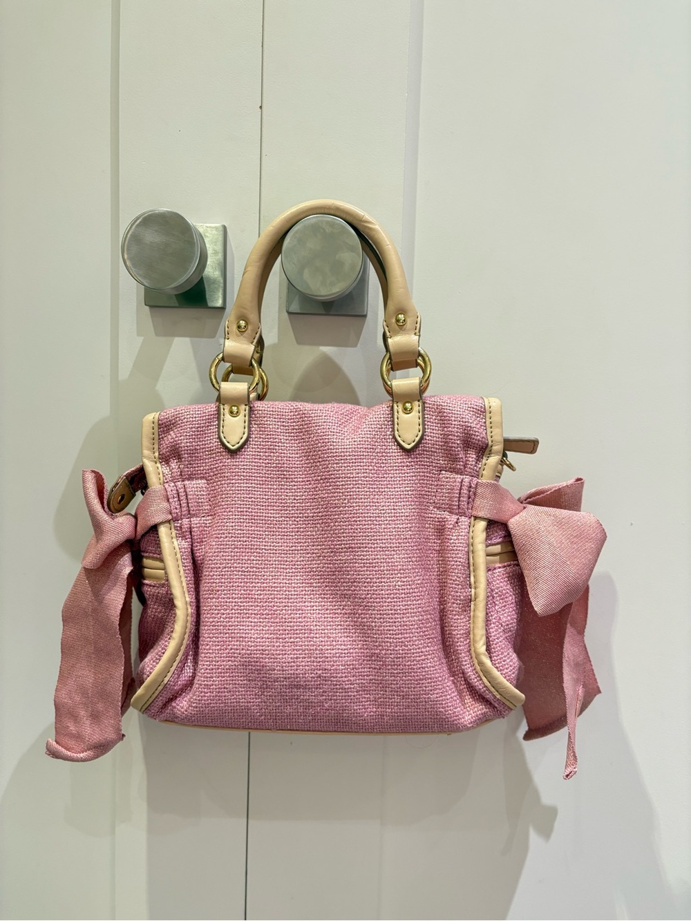 Rare Vintage Juicy Couture Pink Tweed Daydreamer Bag Y2K Bows - Picture 4 of 6